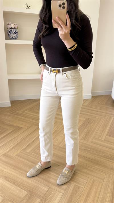 ZARA KESİK PAÇA JEAN - BEJ
