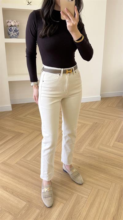 ZARA KESİK PAÇA JEAN - BEJ