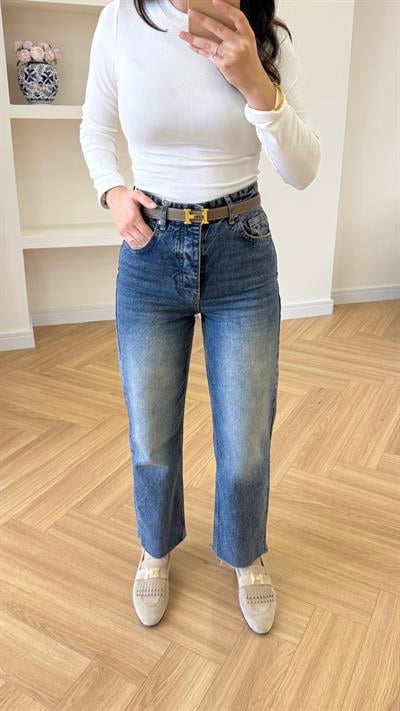 ZARA KESİK PAÇA JEAN - KOYU MAVİ