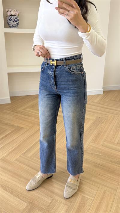 ZARA KESİK PAÇA JEAN - KOYU MAVİ