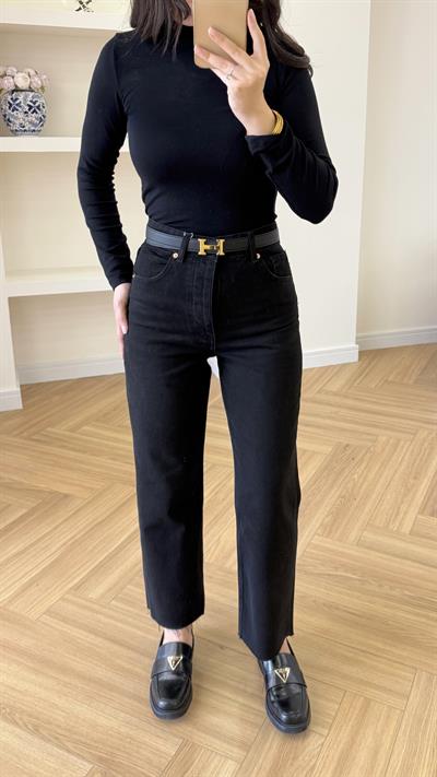 ZARA KESİK PAÇA JEAN - SİYAH