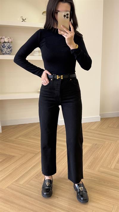 ZARA KESİK PAÇA JEAN - SİYAH
