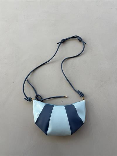 Croissant Deri Çapraz Çanta Bebek Mavisi