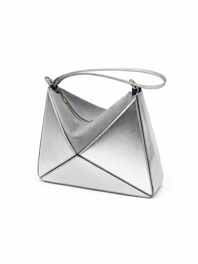 Shayla Rugan Deri El ve ve Omuz Çanta Silver