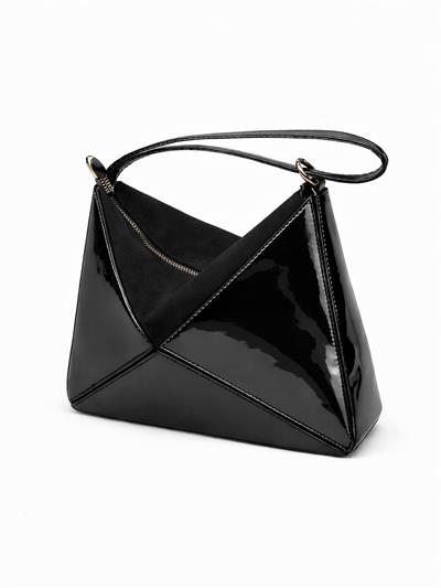 Shayla Rugan Deri El ve ve Omuz Çanta Siyah