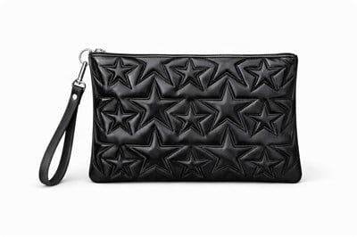 Winx Yıldız Dokulu Clutch Çanta Siyah