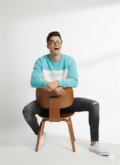 Erkek Bisiklet Yaka Çift İplikli Baskılı İçi Pamuklu Sweatshirt