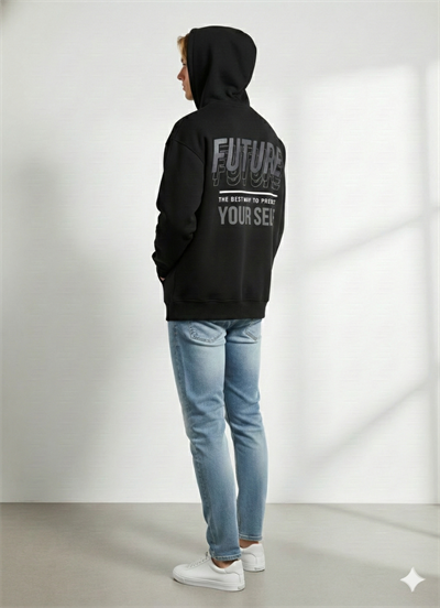 Unısex 3 İplik Kapüşonlu Yumuşak Dokulu Baskılı Cep Detaylı Sweatshirt