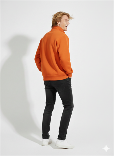 Unisex Regular Çift İplik Yumuşak Dokulu Düğmeli Sweatshirt