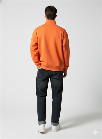 Unisex Regular Fit Fermuarlı Yumuşak Dokulu Üç İplik Uzun Kollu Sweatshirt