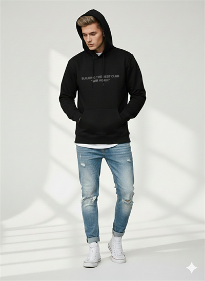 Unısex Regular Fit Kapüşonlu Baskılı Cepli Uzun Kollu Pamuklu Yumuşak Dokulu Sweatshirt