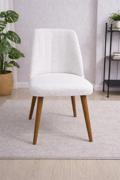 Bohem Jakarlı Büyük Oval Sandalye Kılıfı Geometrik Desen - Krem