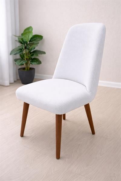 Jakarlı Sandalye Kılıfı Büyük Oval Pitikare Desen - Krem