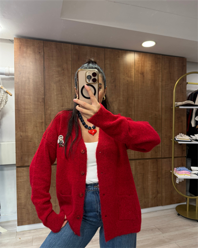 Oversize Teddy Nakış Hırka