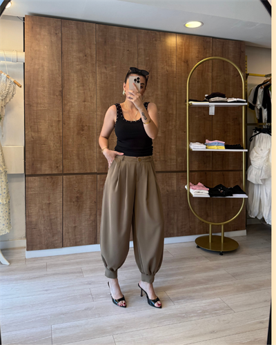Premium Paça Çıt Detay Dökümlü Pantolon