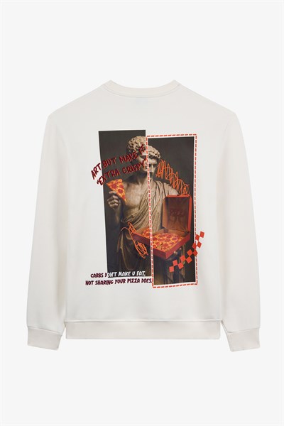 Alegion Solistice Erkek Sweatshirt 005 – Ekru 03 Pizza