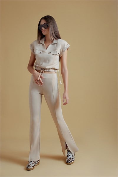 Bej Slim Fit Kadın Pantolon 63