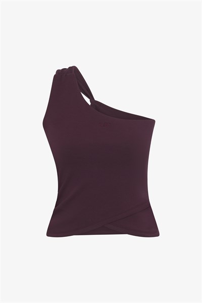 Bordo Slim Fit Kadın Asimetrik Bluz 58