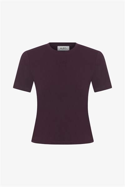 Bordo Slim Fit Kadın Crop T-Shirt 34