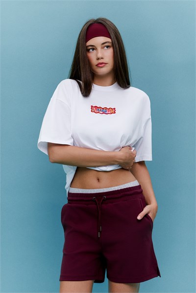 Here Comes The Sun Baskılı Ekru Oversize T-Shirt 124