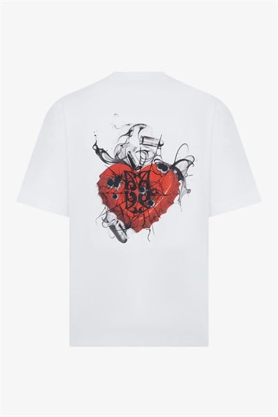 Kalp Baskılı Ekru Oversize T-Shirt 43