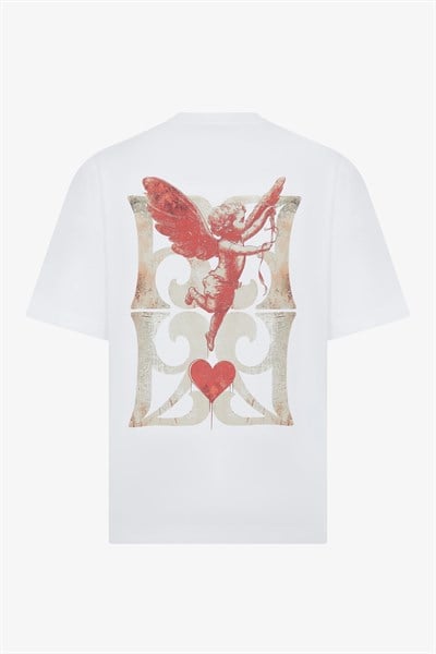 Melek Baskılı Ekru Oversize T-Shirt 12