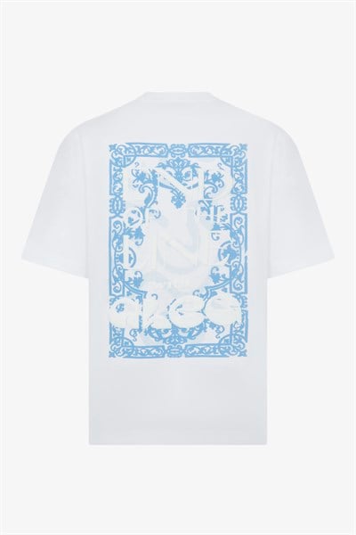 Tipografik Baskılı Ekru Oversize T-Shirt 02