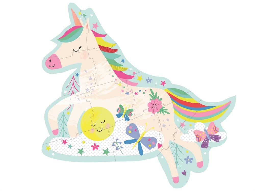 FLOSS & ROCK 12 Parça Şekilli Yap-Boz/Rainbow Unicorn