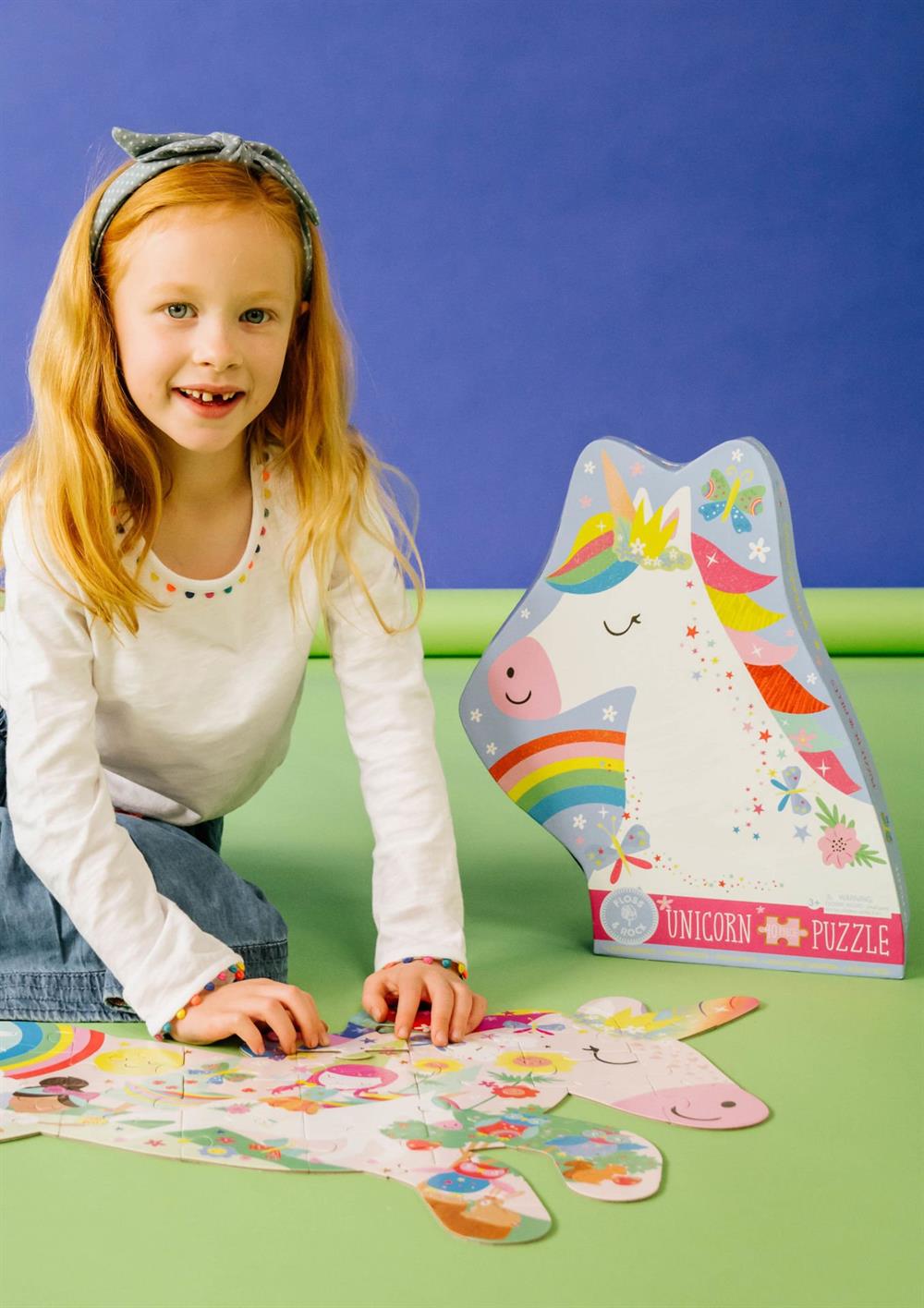 FLOSS & ROCK 40 Parça “Unicorn” Şekilli Yap-Boz / Rainbow Unicorn *YENİ*