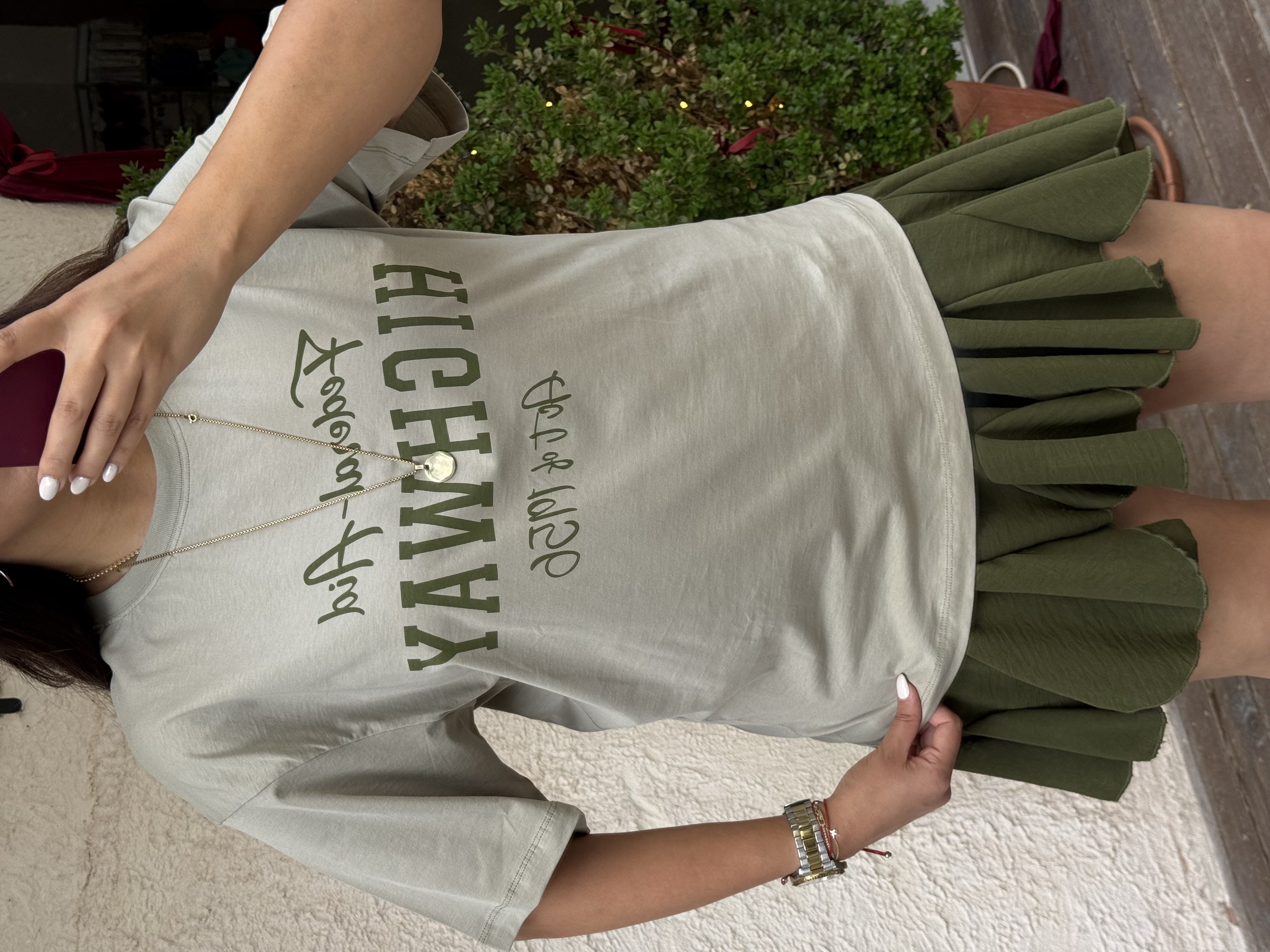 Baskılı T-shirt Haki Yeşil