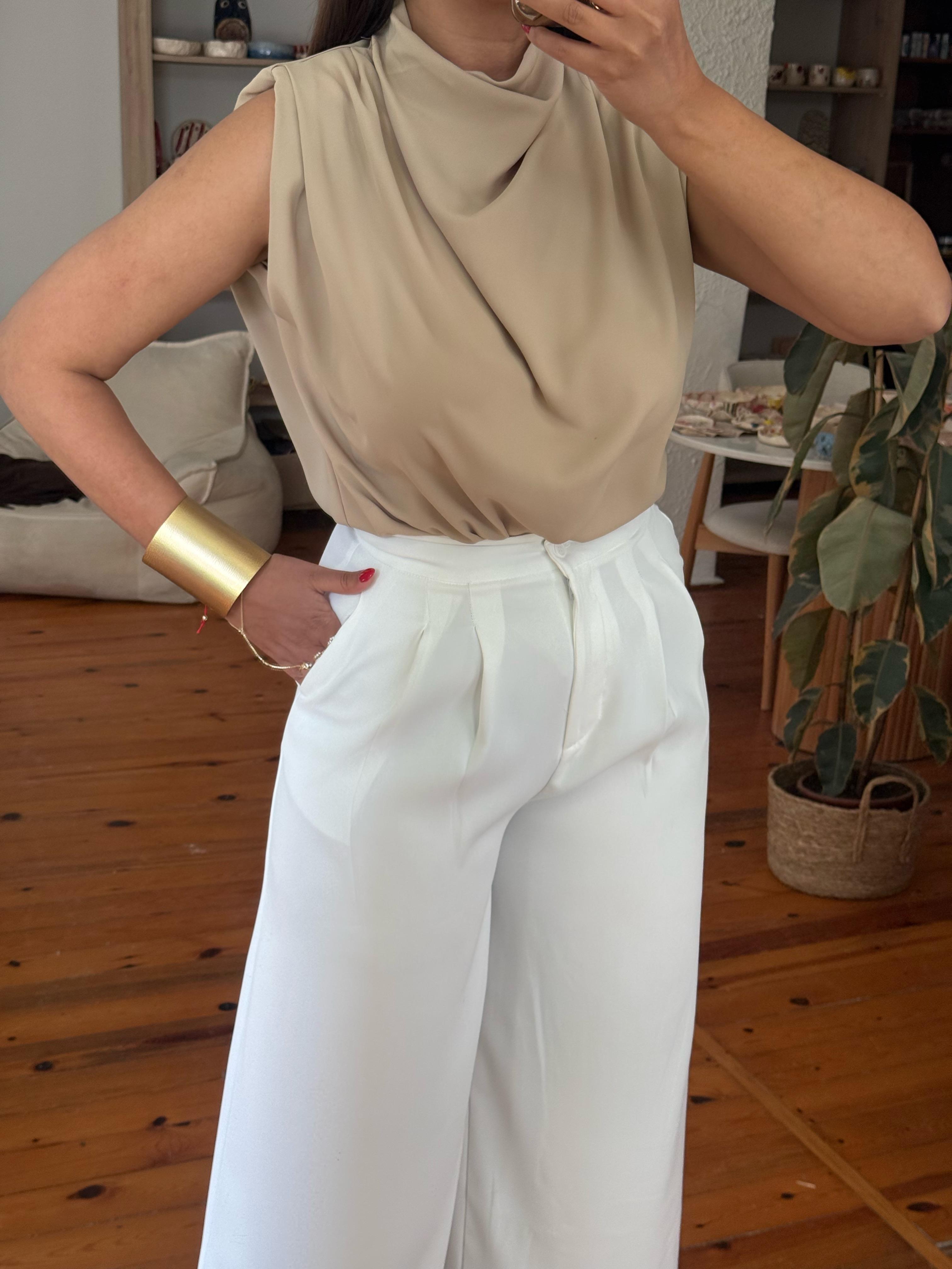 Degaje Yaka Bluz Camel