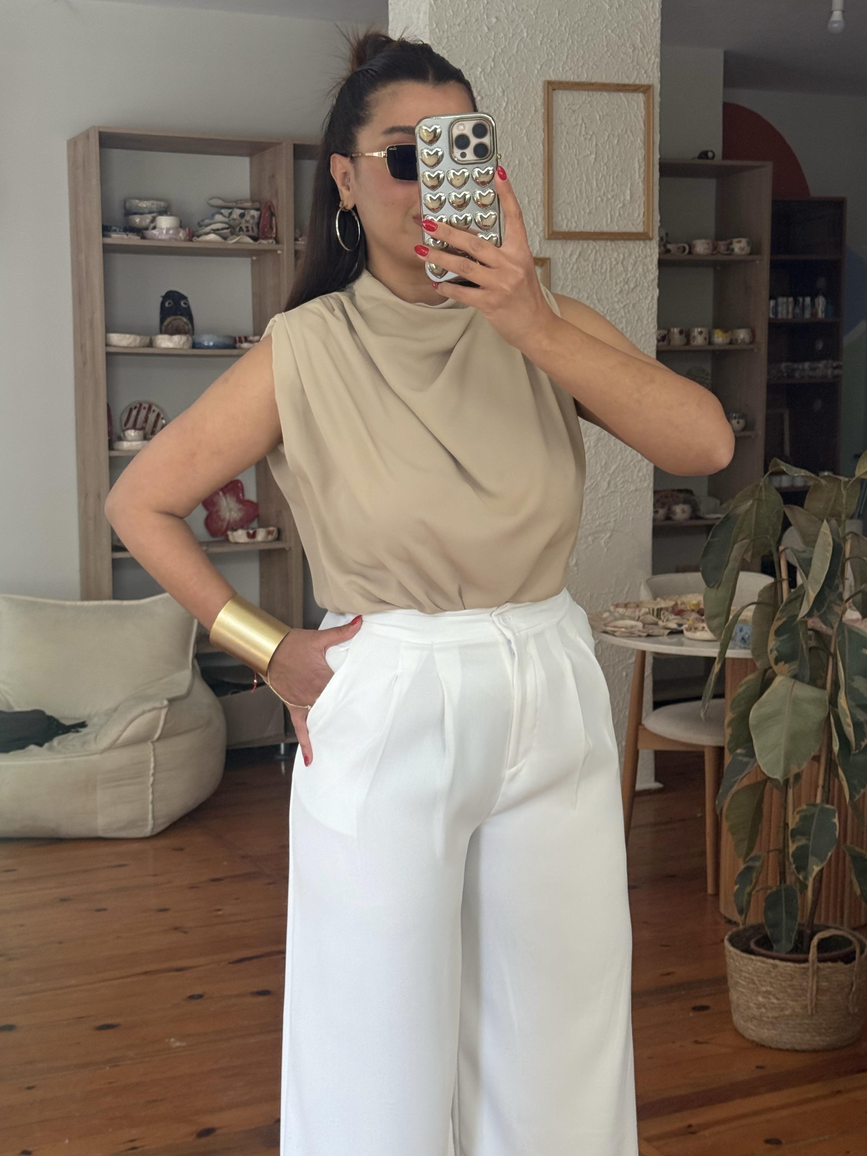 Degaje Yaka Bluz Camel