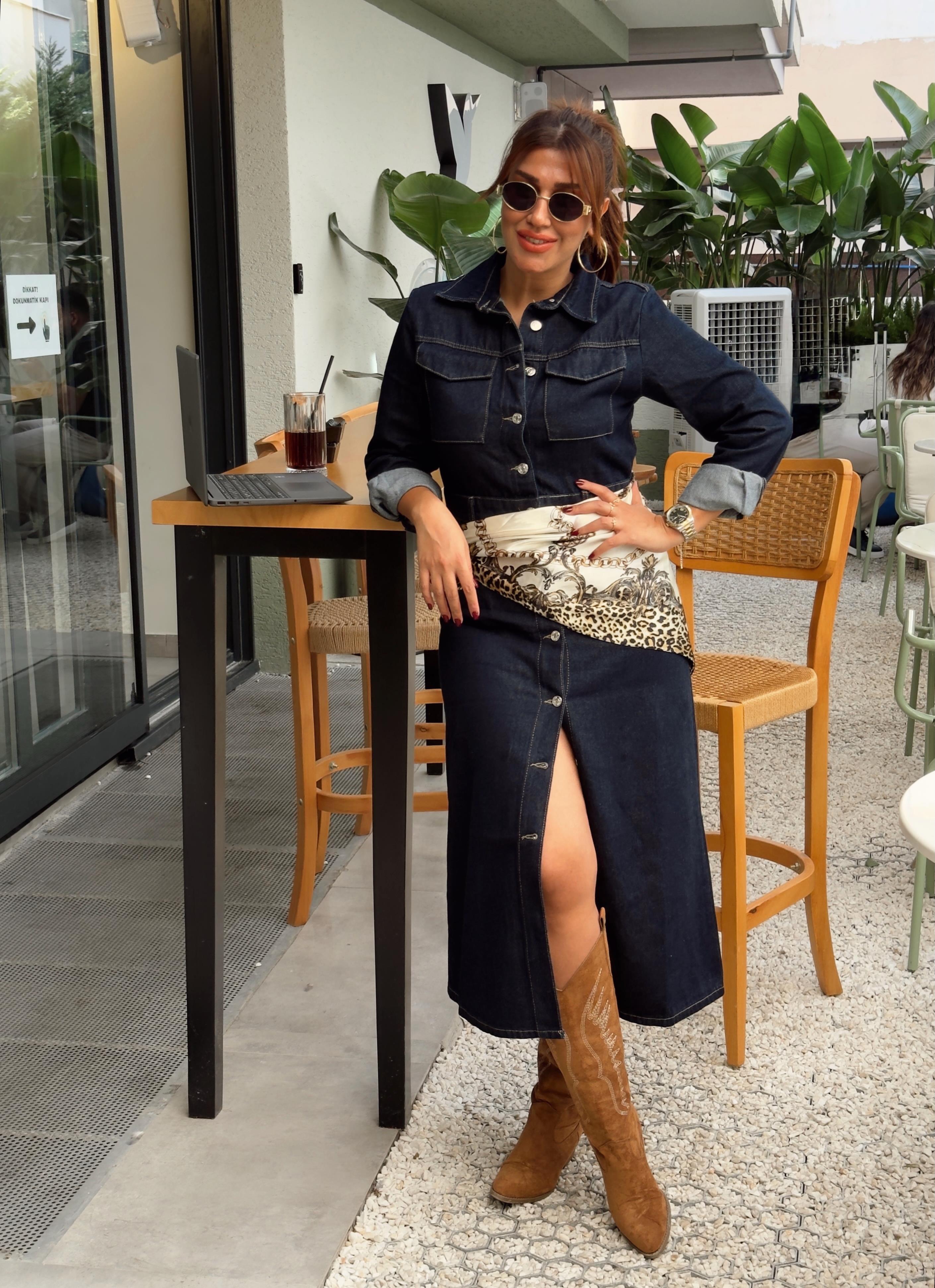 Denim Elbise lacivert 