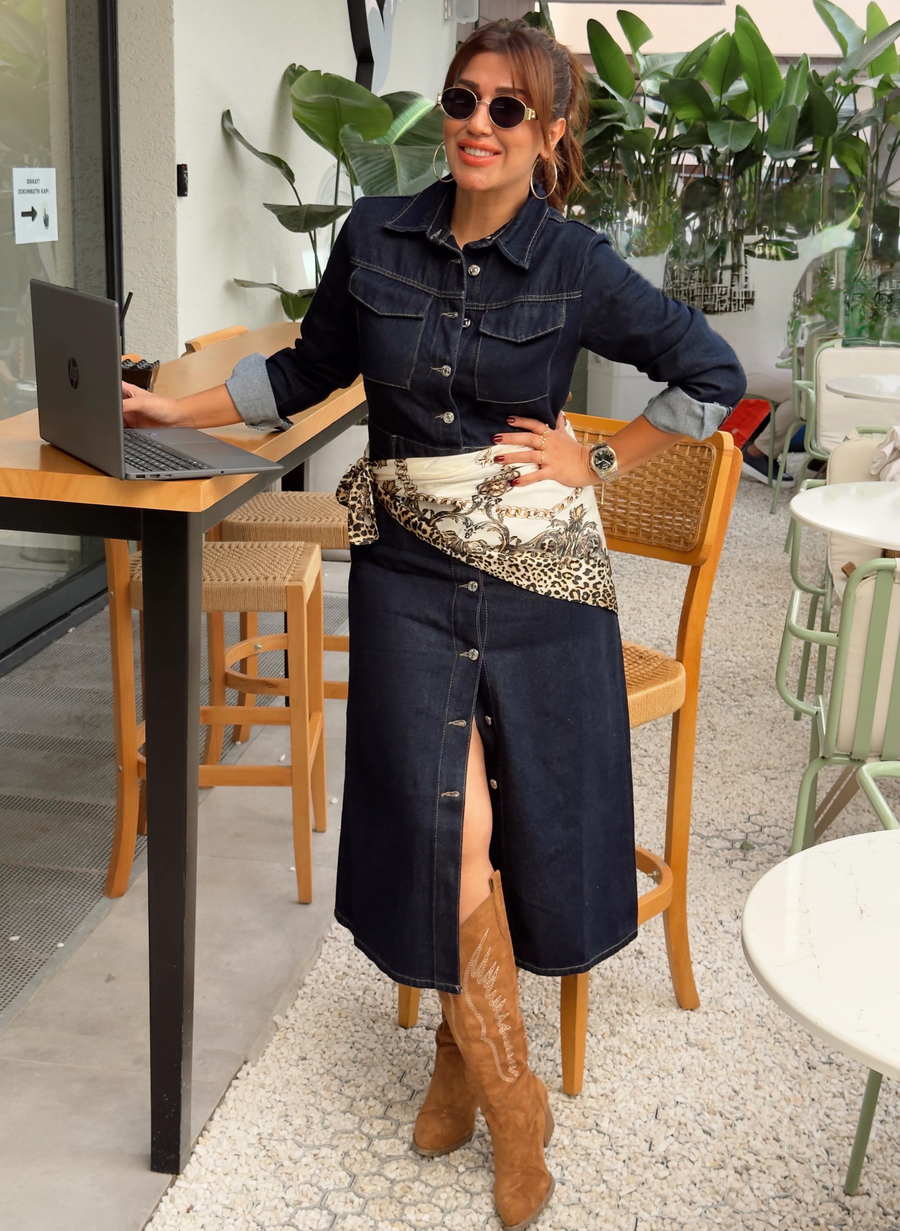 Denim Elbise lacivert 