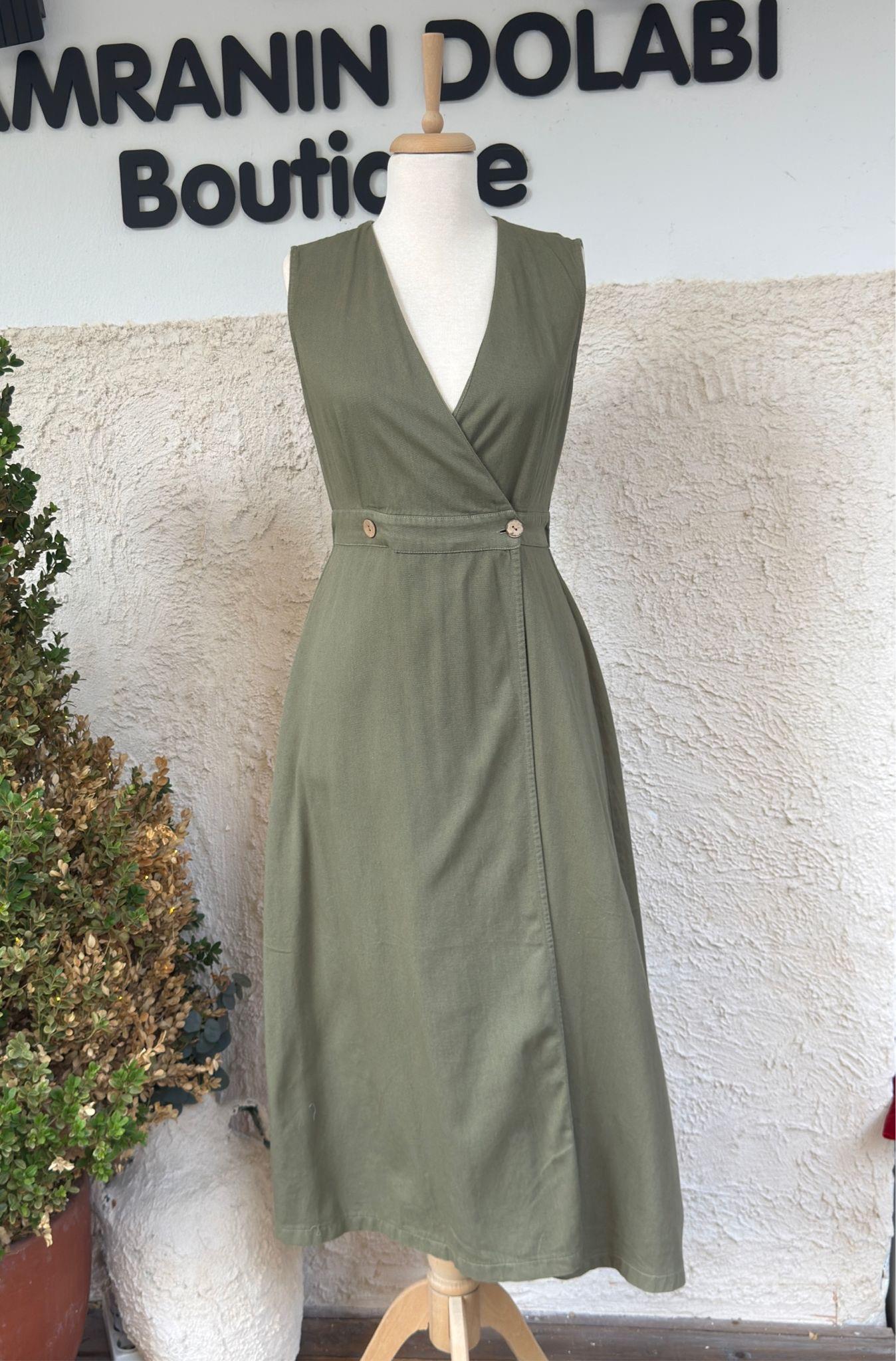 Gabardin Elbise Haki
