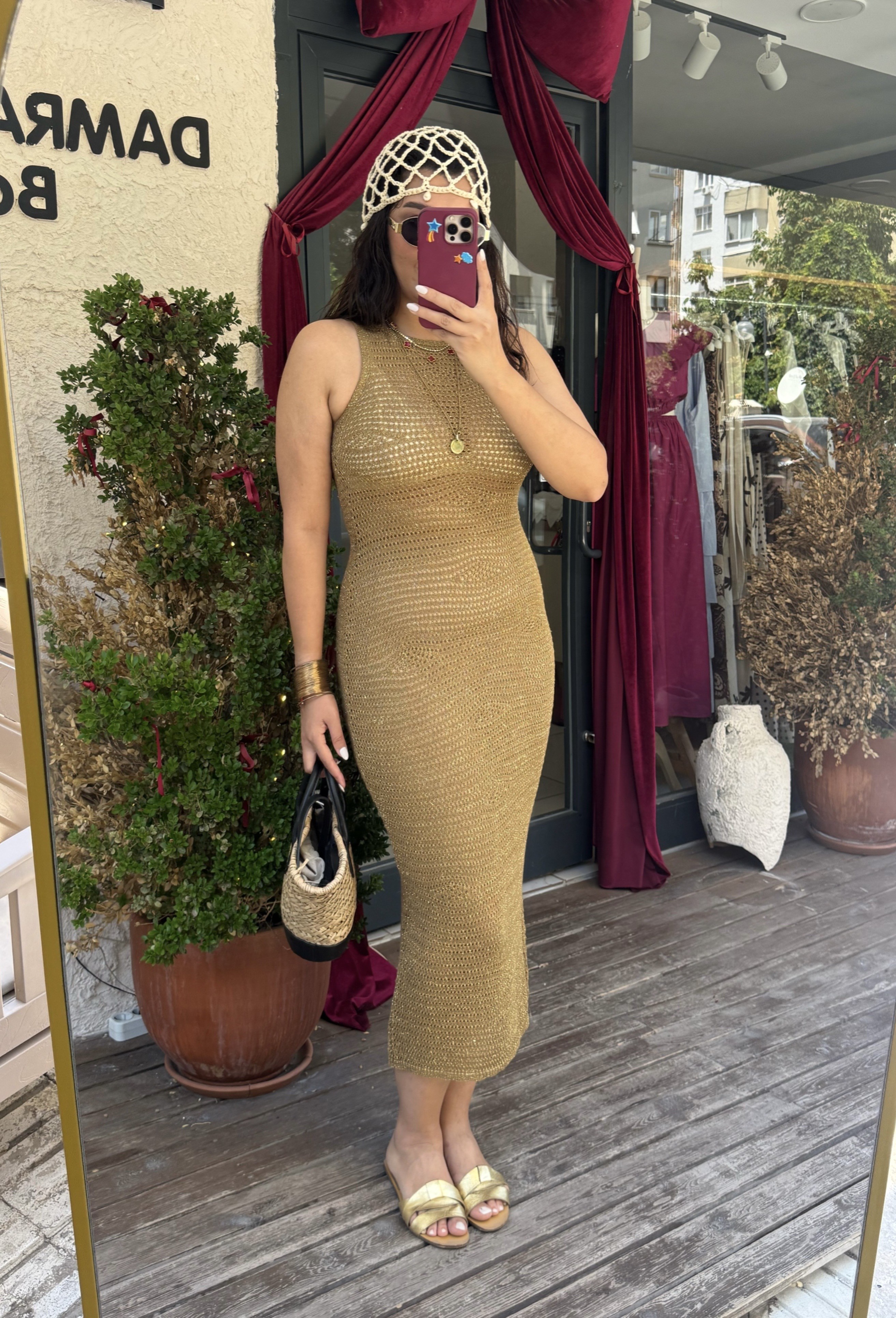 Gold Örme Elbise