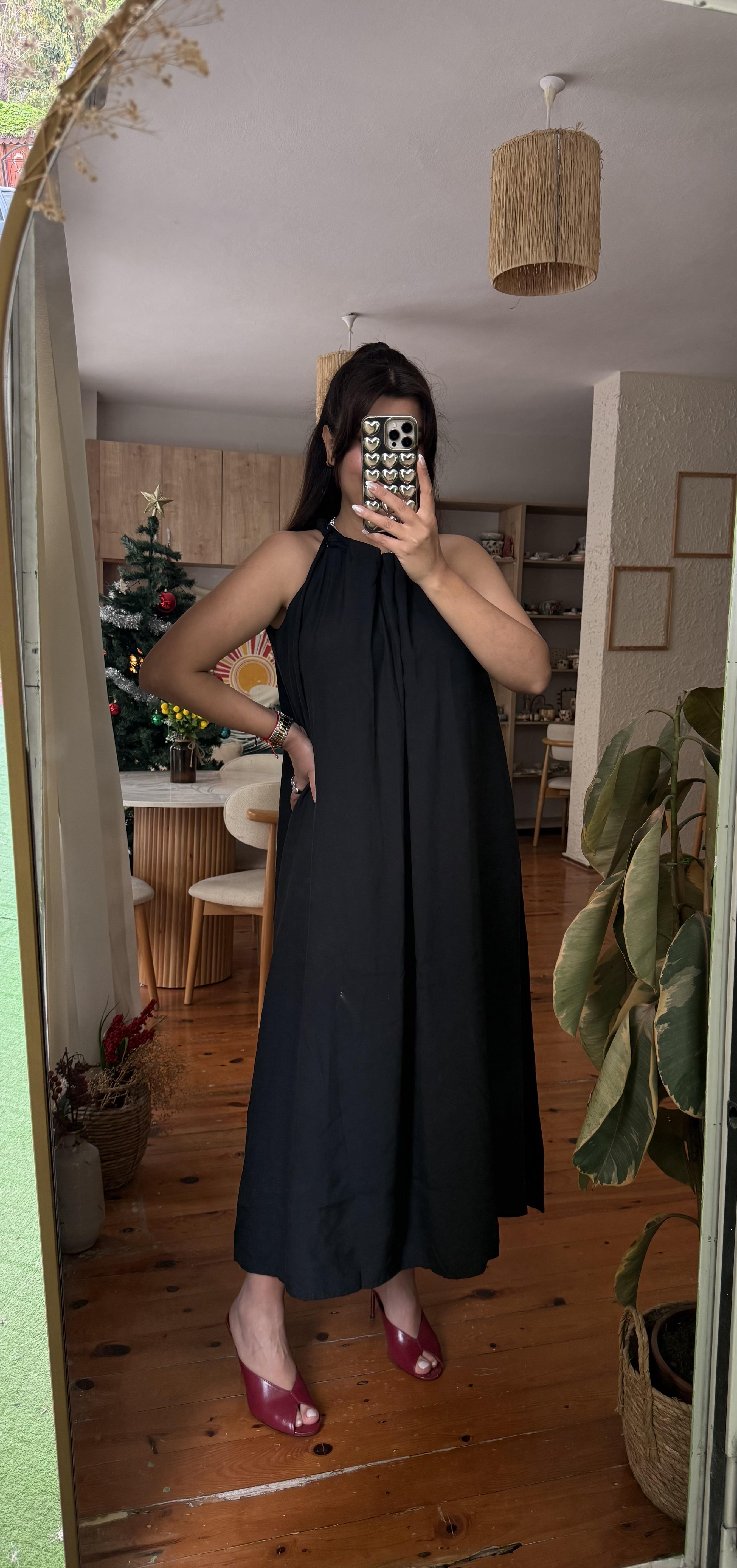 Halter Yaka Tensel Elbise 