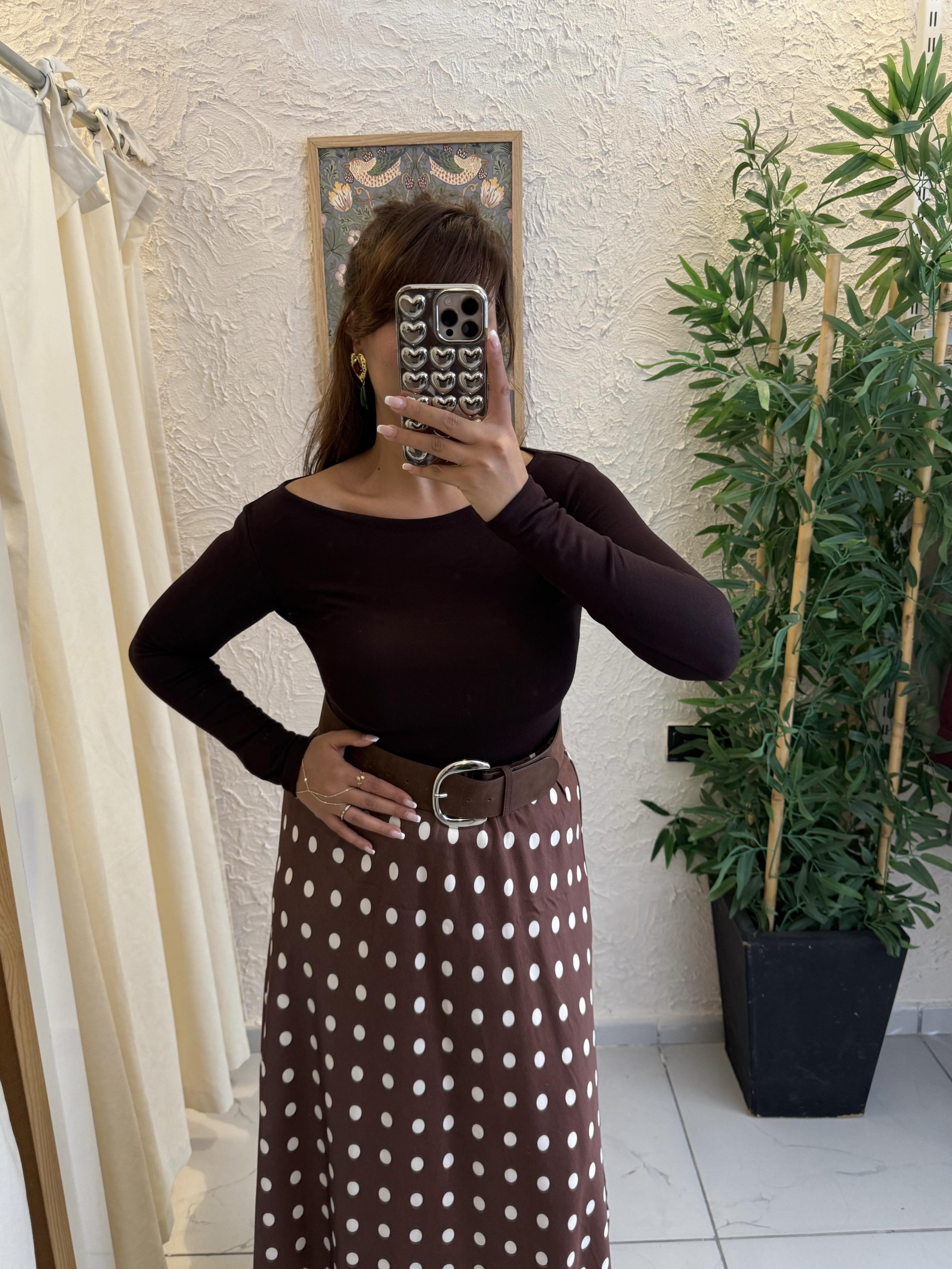 Kayık Yaka Body Acı Kahve