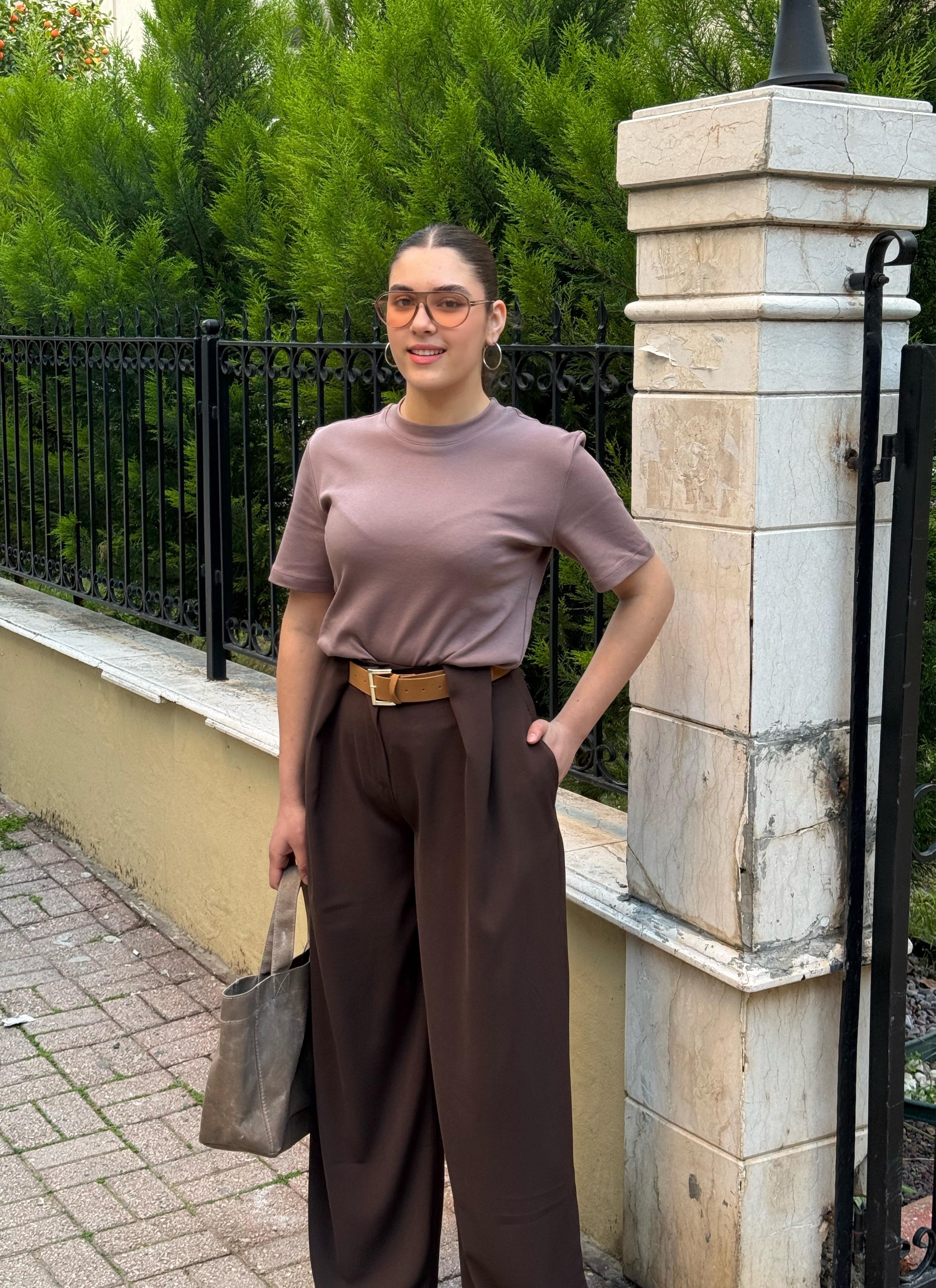Köprü Detaylı Kemerli Palazzo Kahverengi