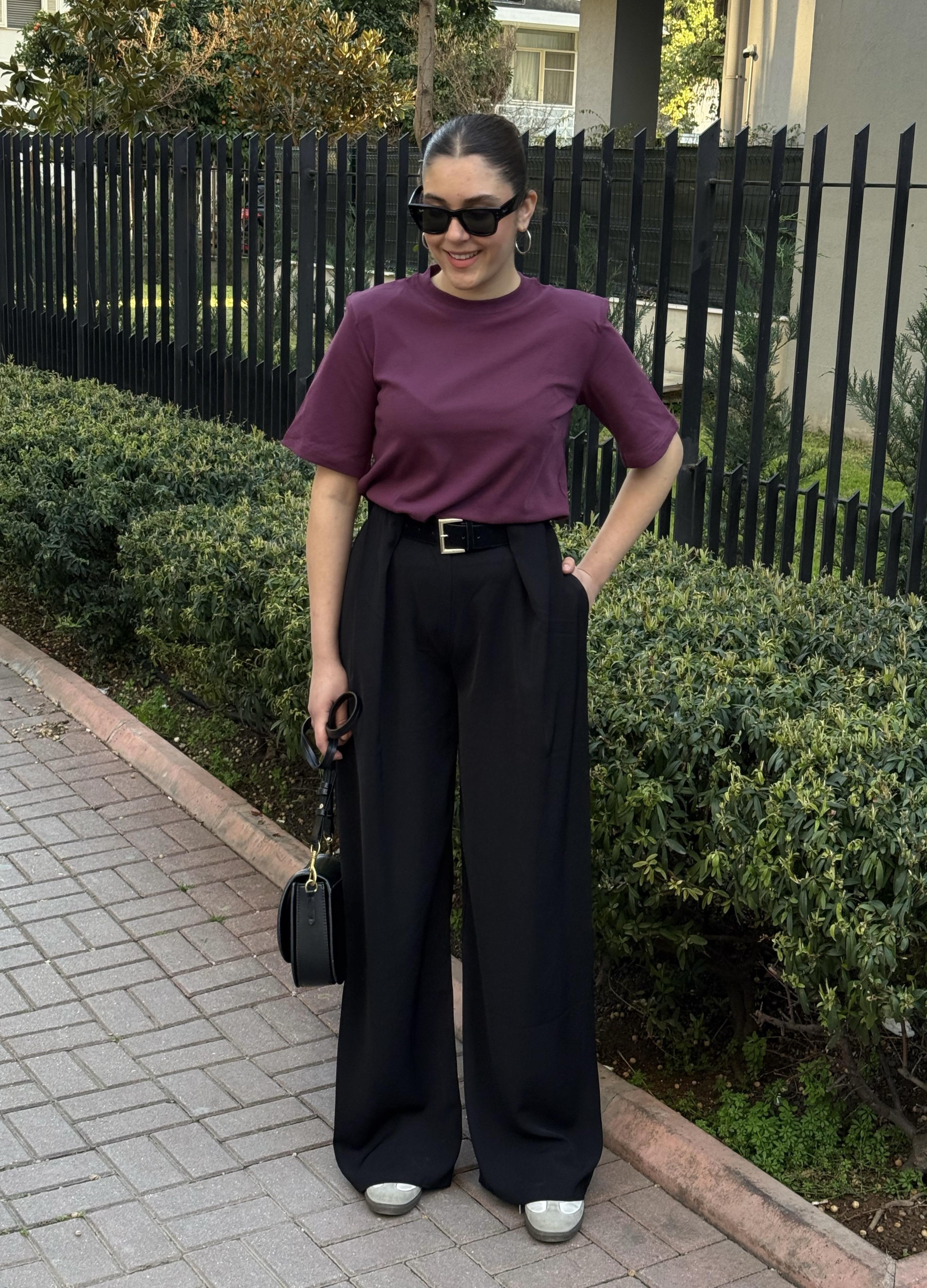 Köprü Detaylı Kemerli Palazzo Siyah