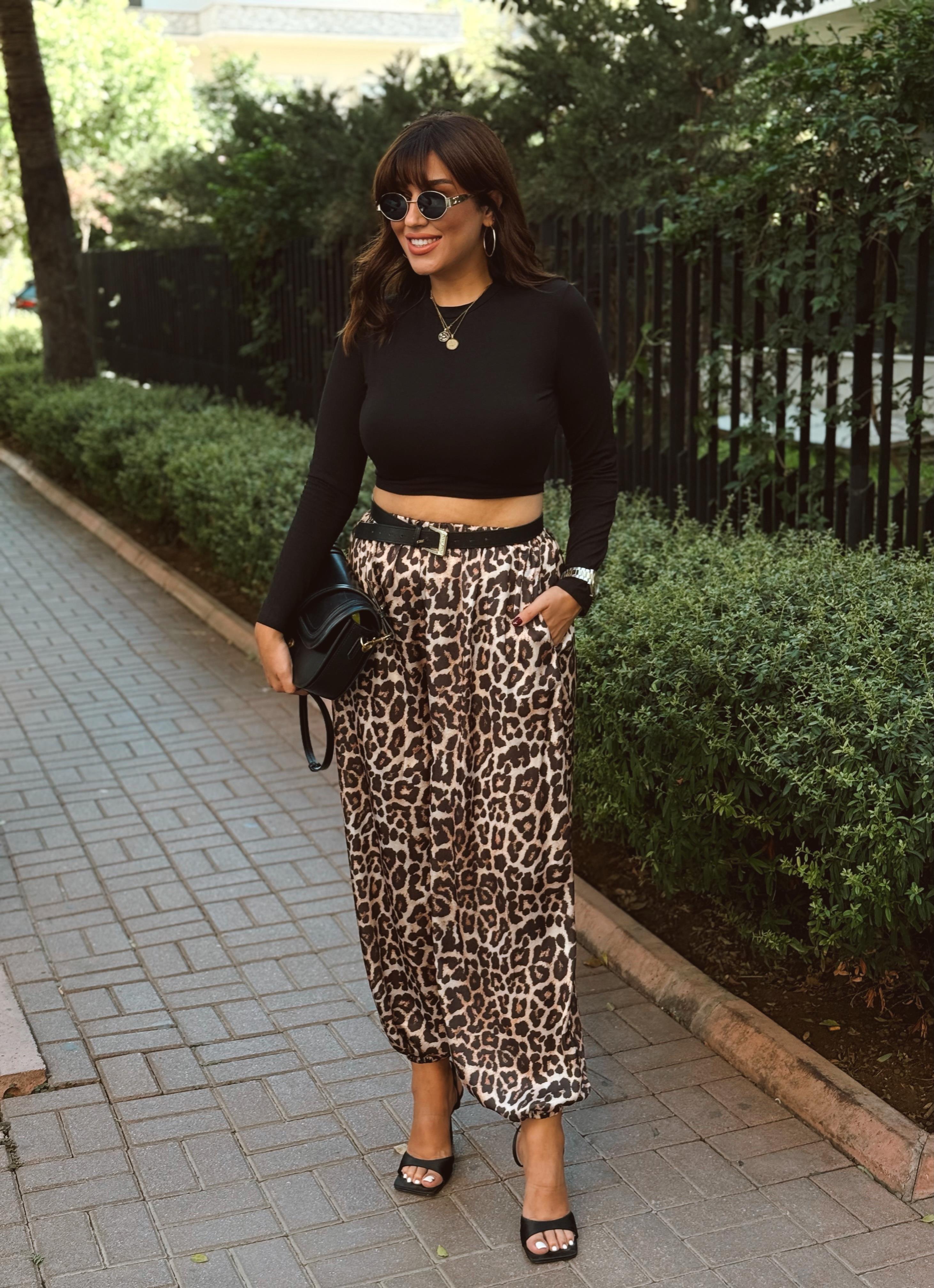 Leopar şalvar pantolon