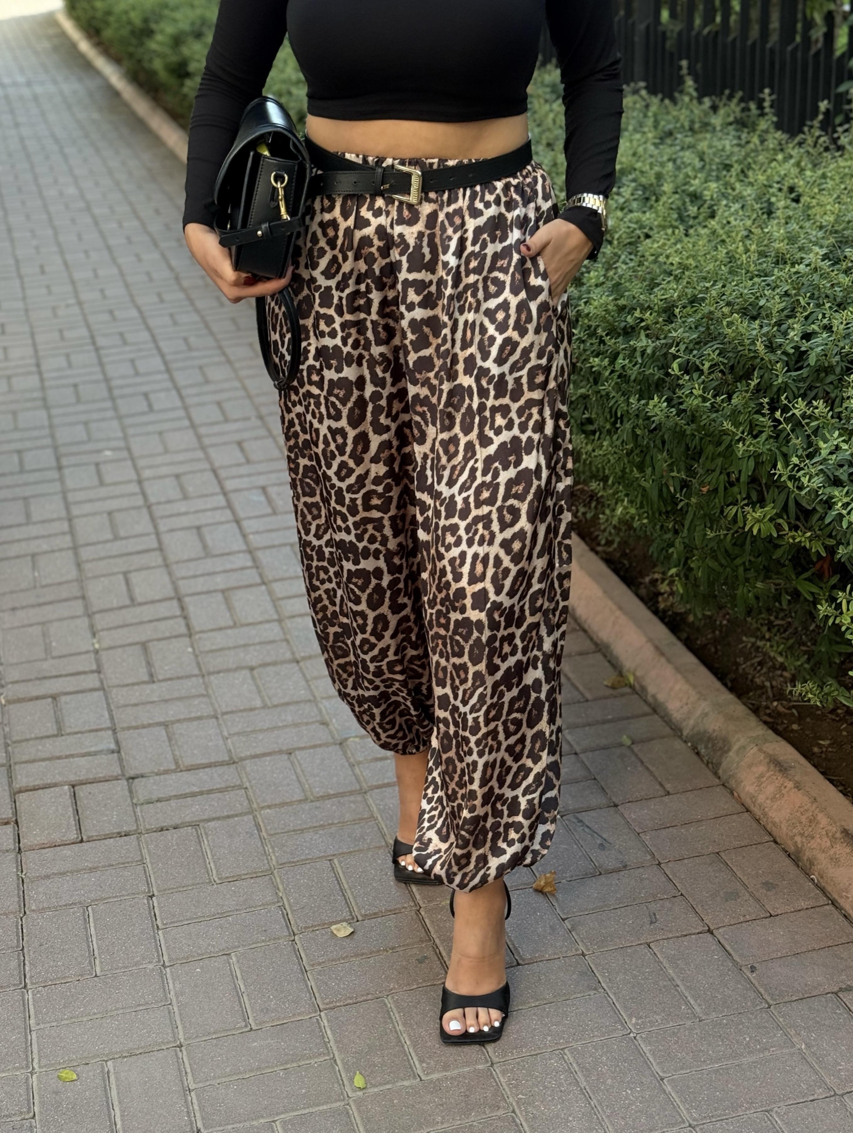 Leopar şalvar pantolon
