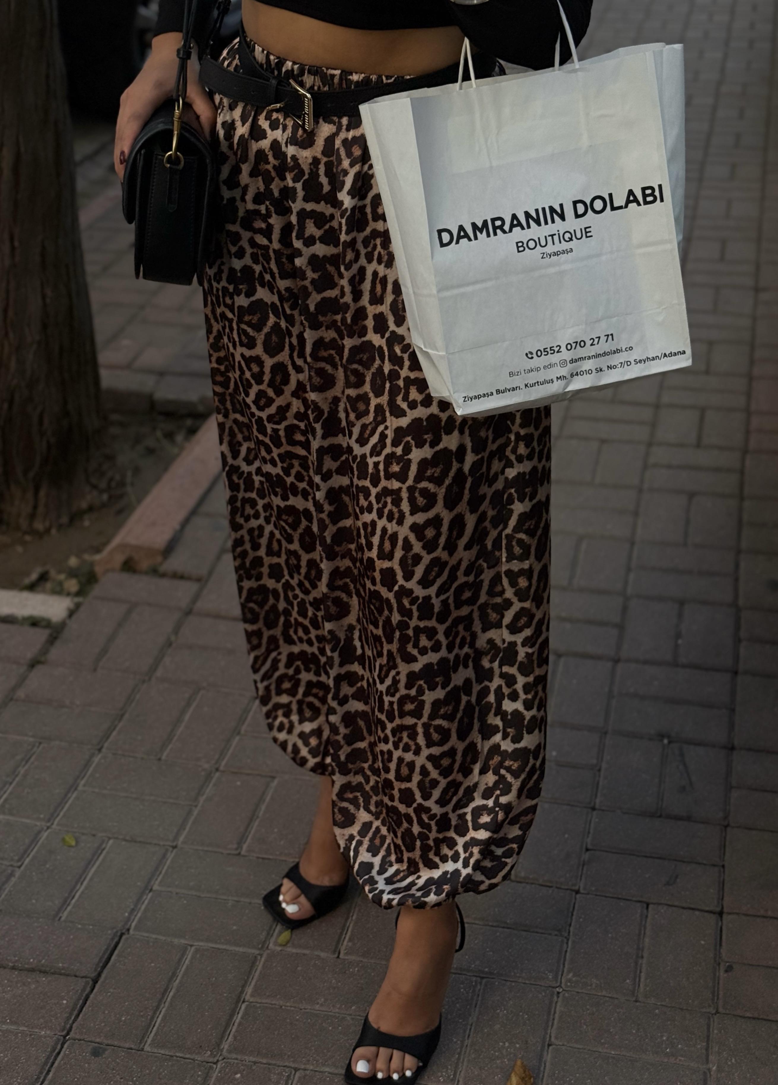Leopar şalvar pantolon