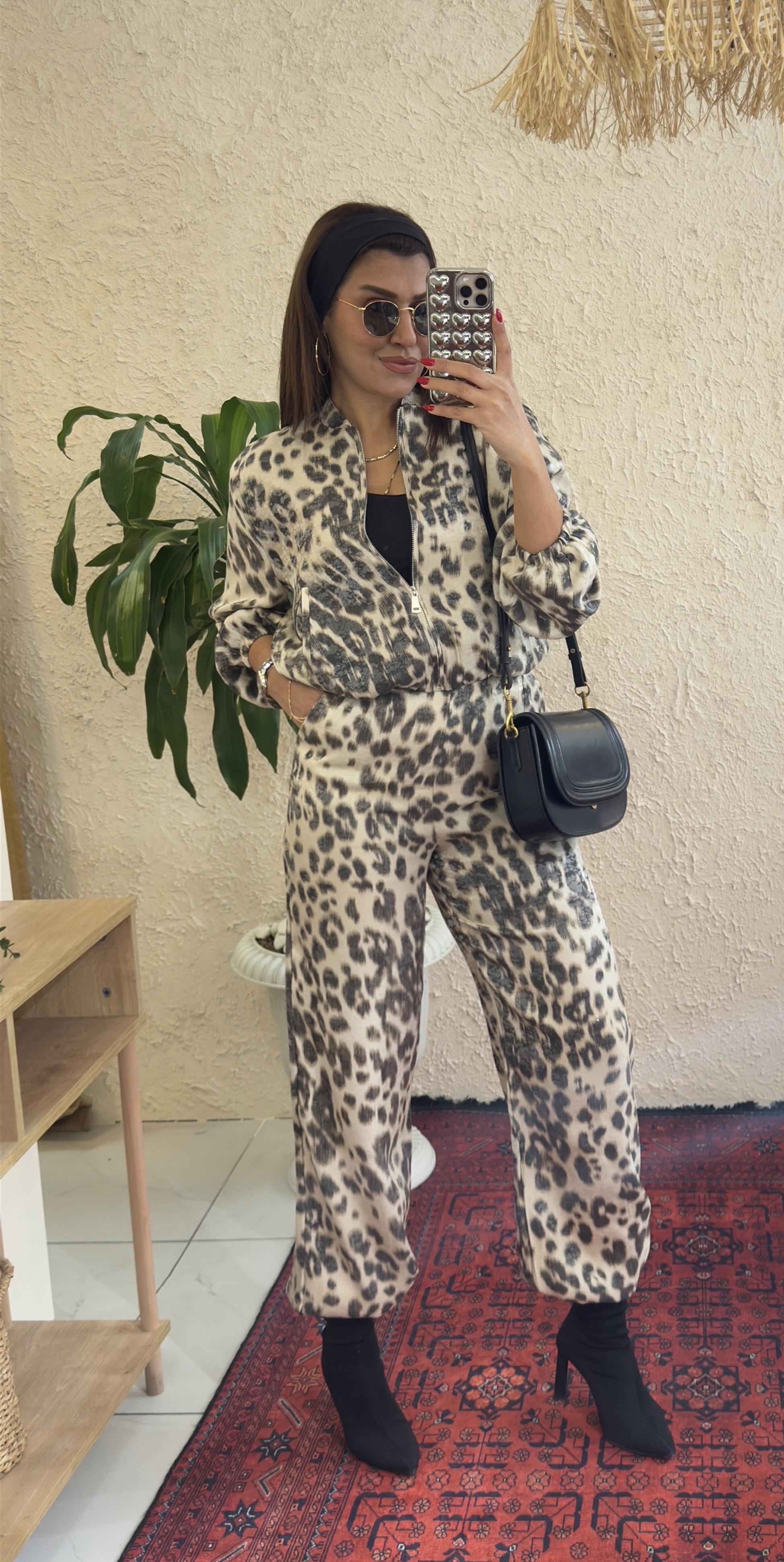 Leopar Saten Takım Leopar Desen