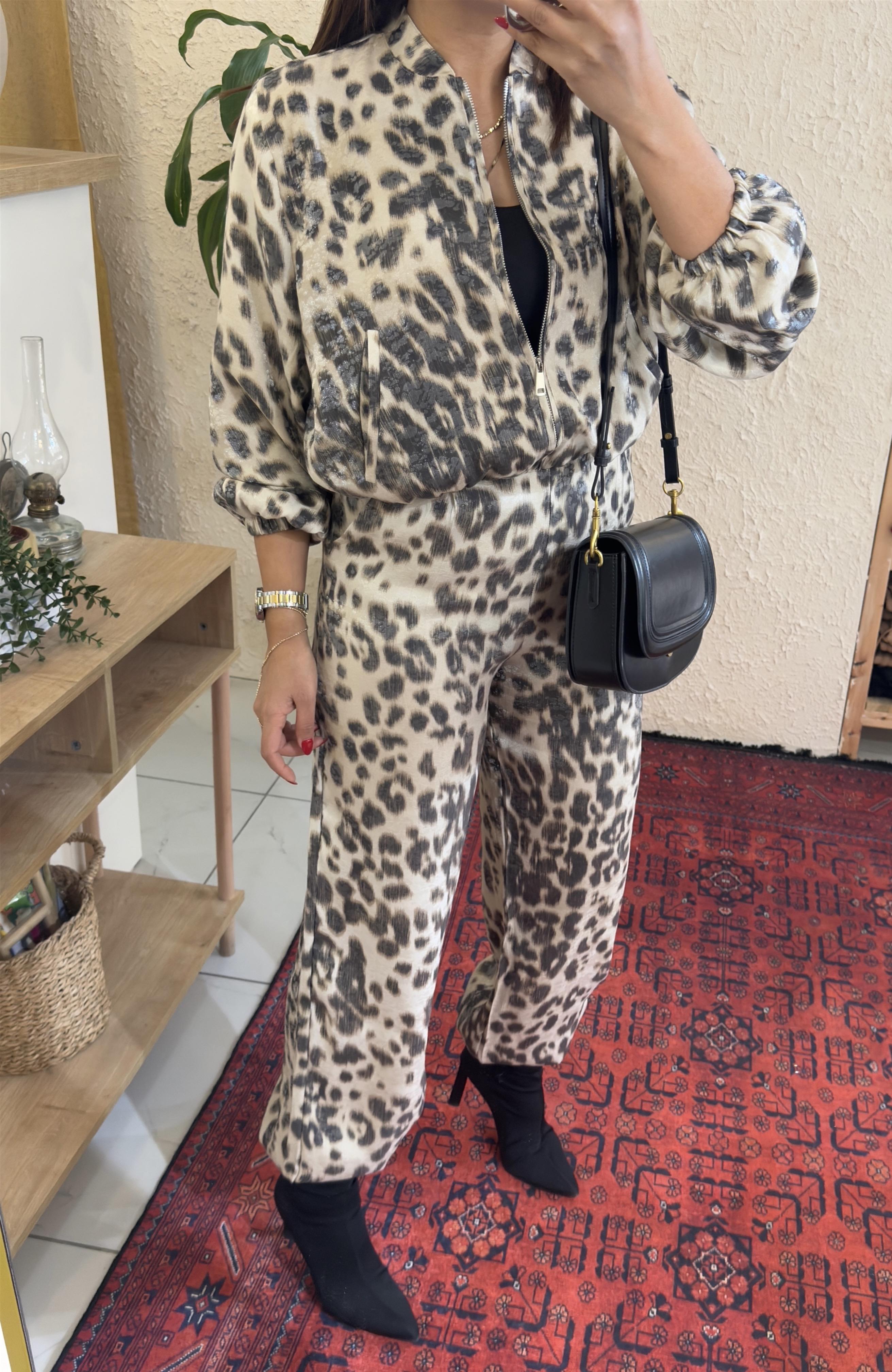 Leopar Saten Takım Leopar Desen