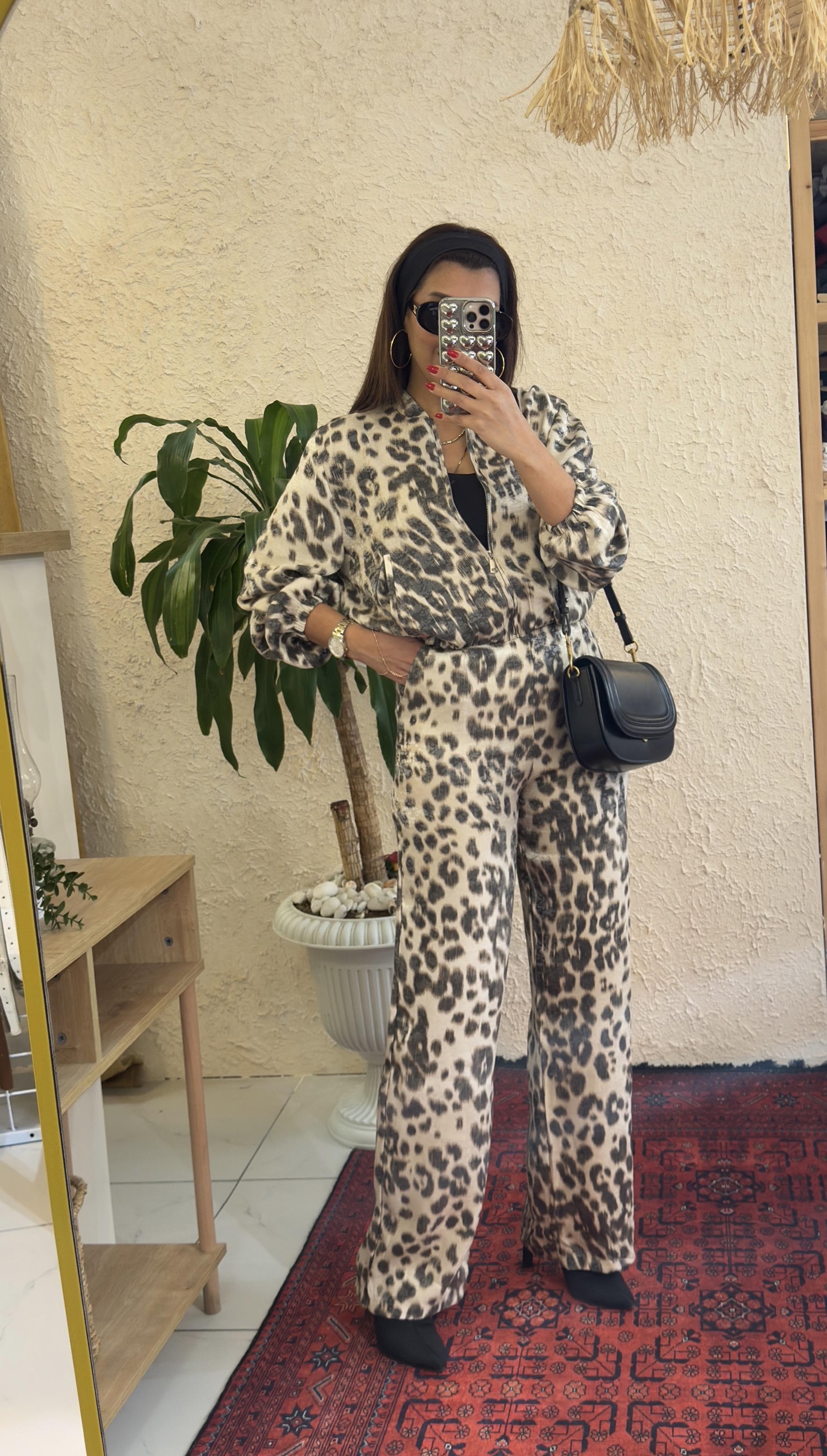 Leopar Saten Takım Leopar Desen