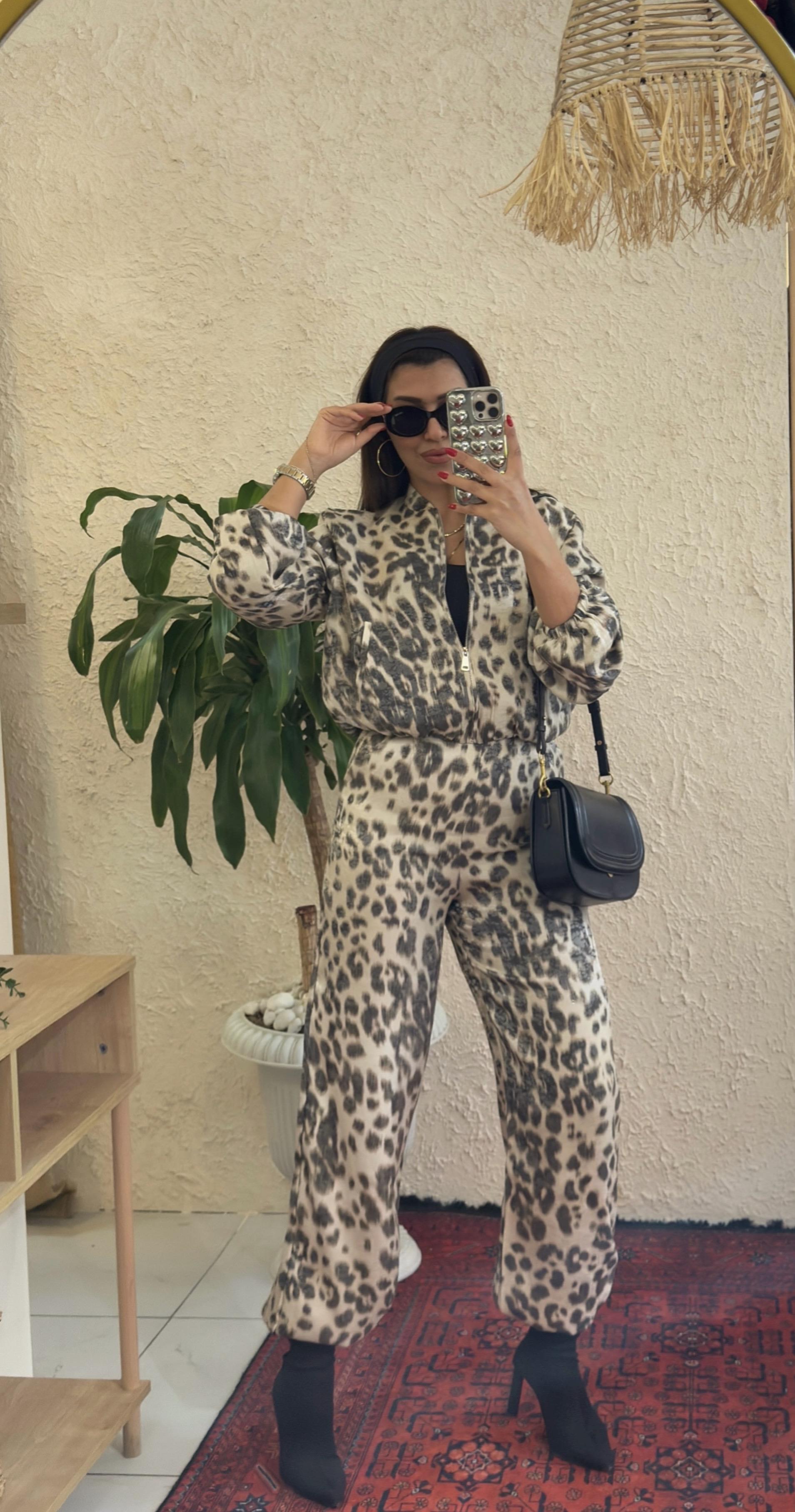 Leopar Saten Takım Leopar Desen