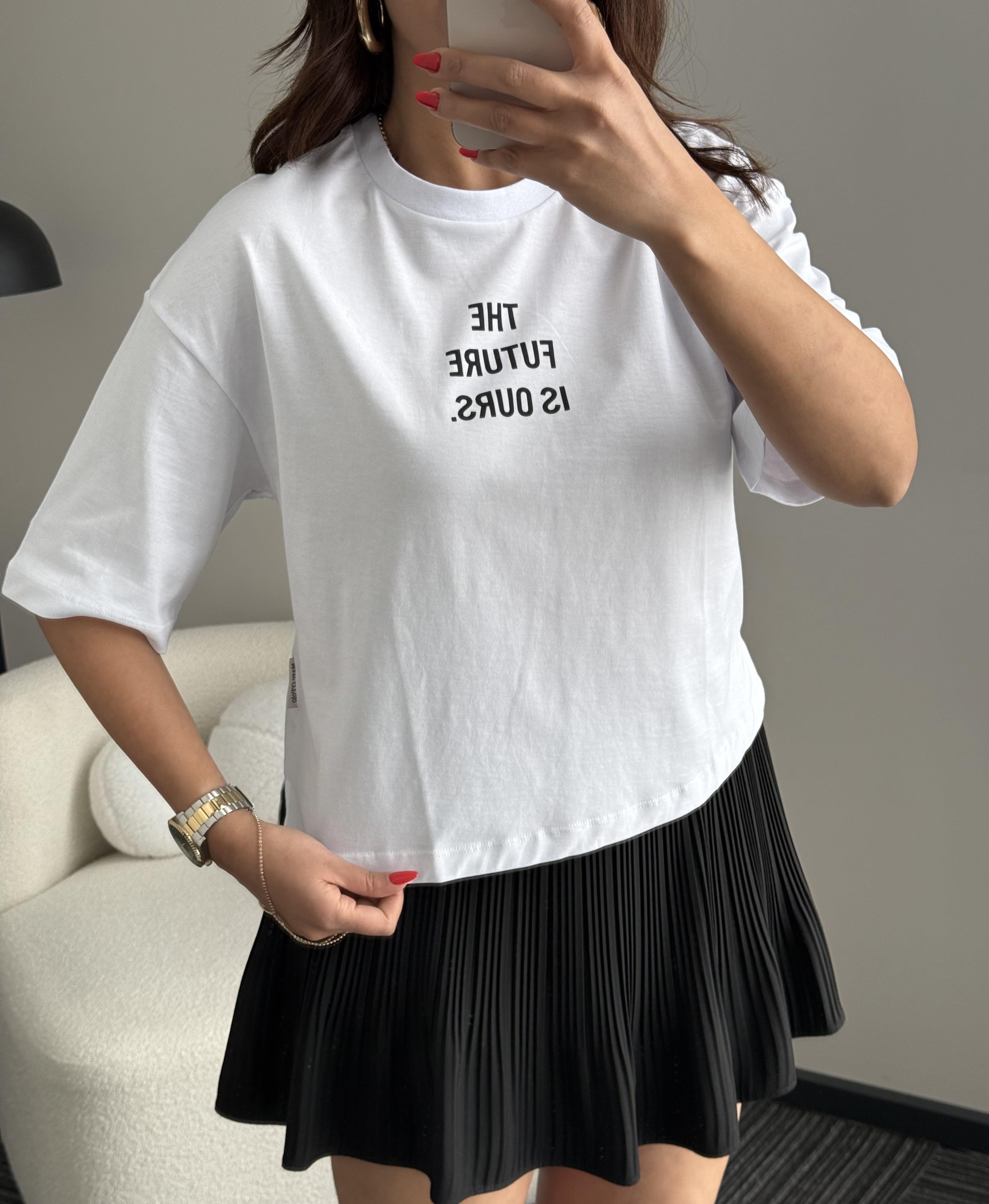 Marka Yazılı T-Shırt Beyaz