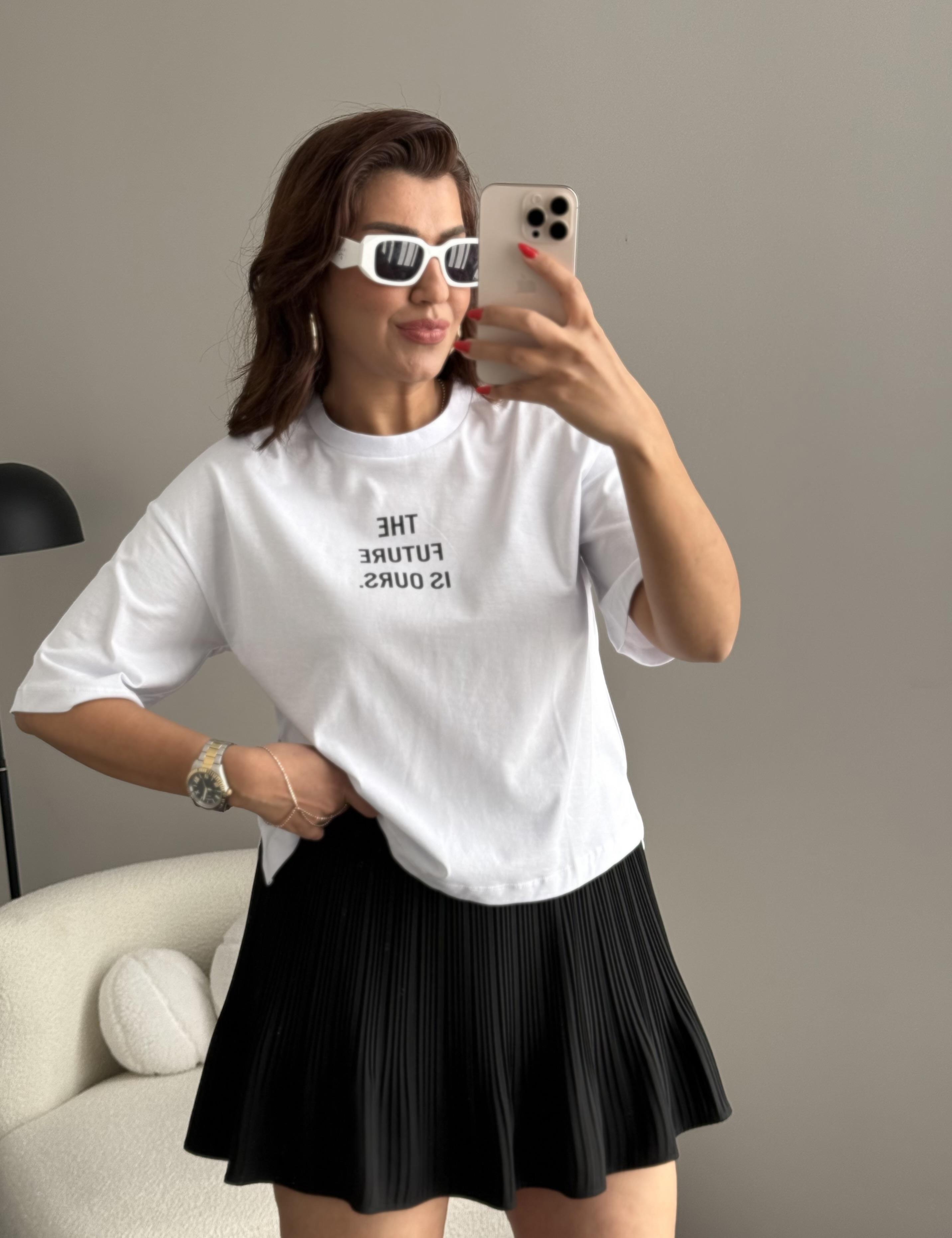 Marka Yazılı T-Shırt Beyaz