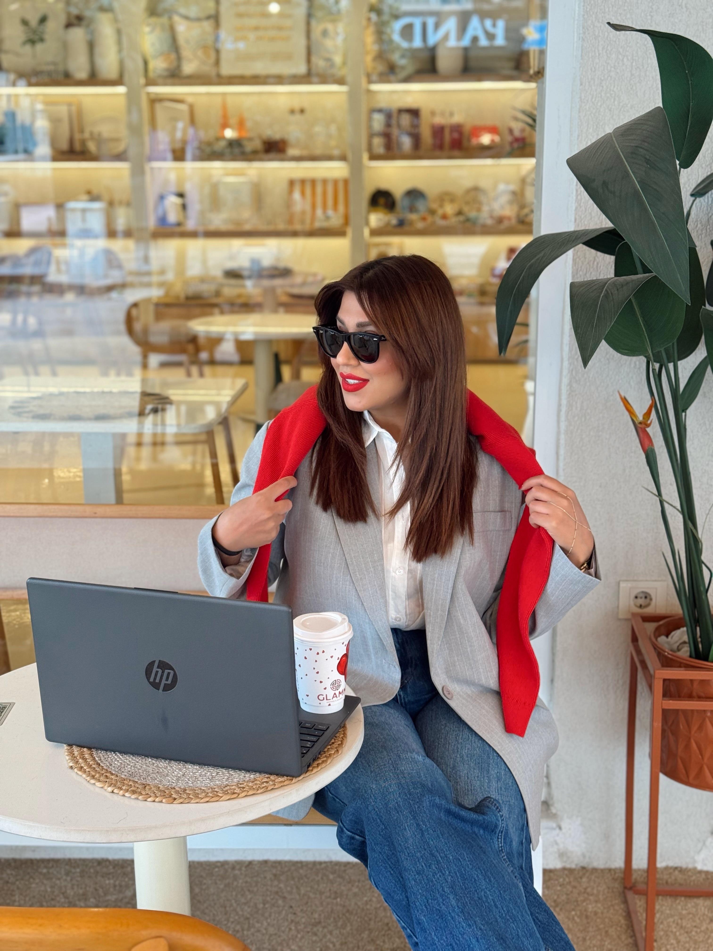 Oversize Çizgili Blazer Ceket Gri